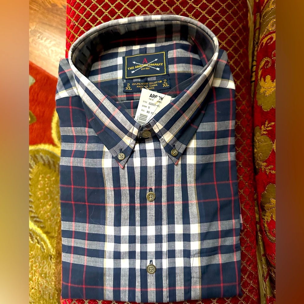 Arrow Co Men’s 2XL Long Sleeve Button Down Shirt with Front Pocket NWT